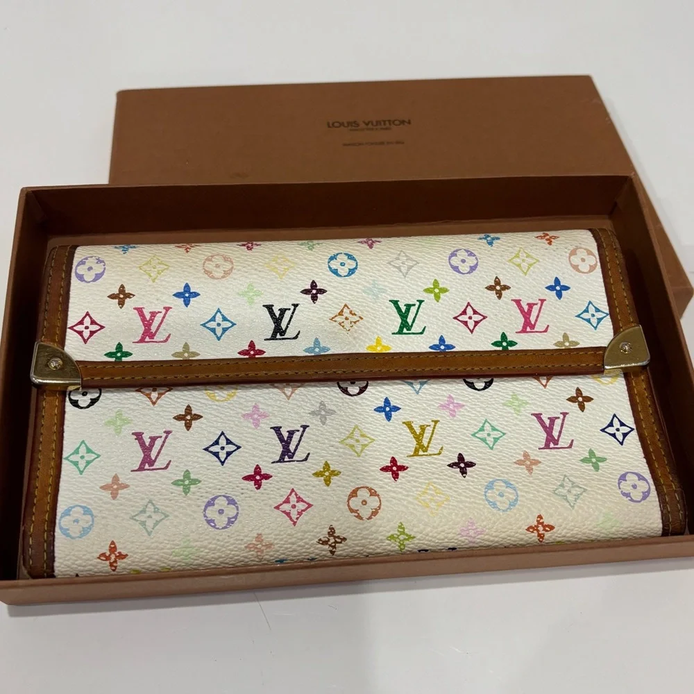 Louis Vuitton Murakami Multicolor White Sarah Wallet Takashi Murakami w/ Box - Picture 5 of 16